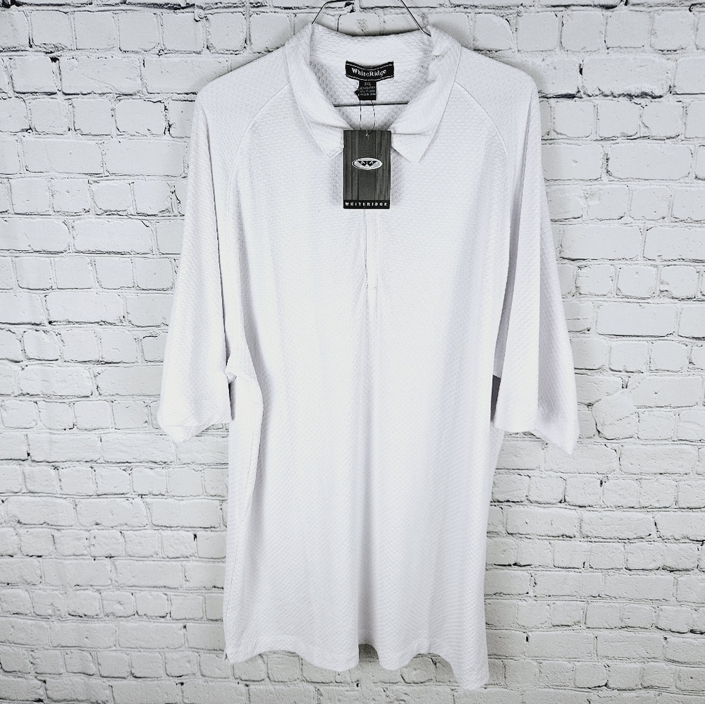 WHITERIDGE | ⅓ zip collared shorts sleeve waffle knit golf polo shirt